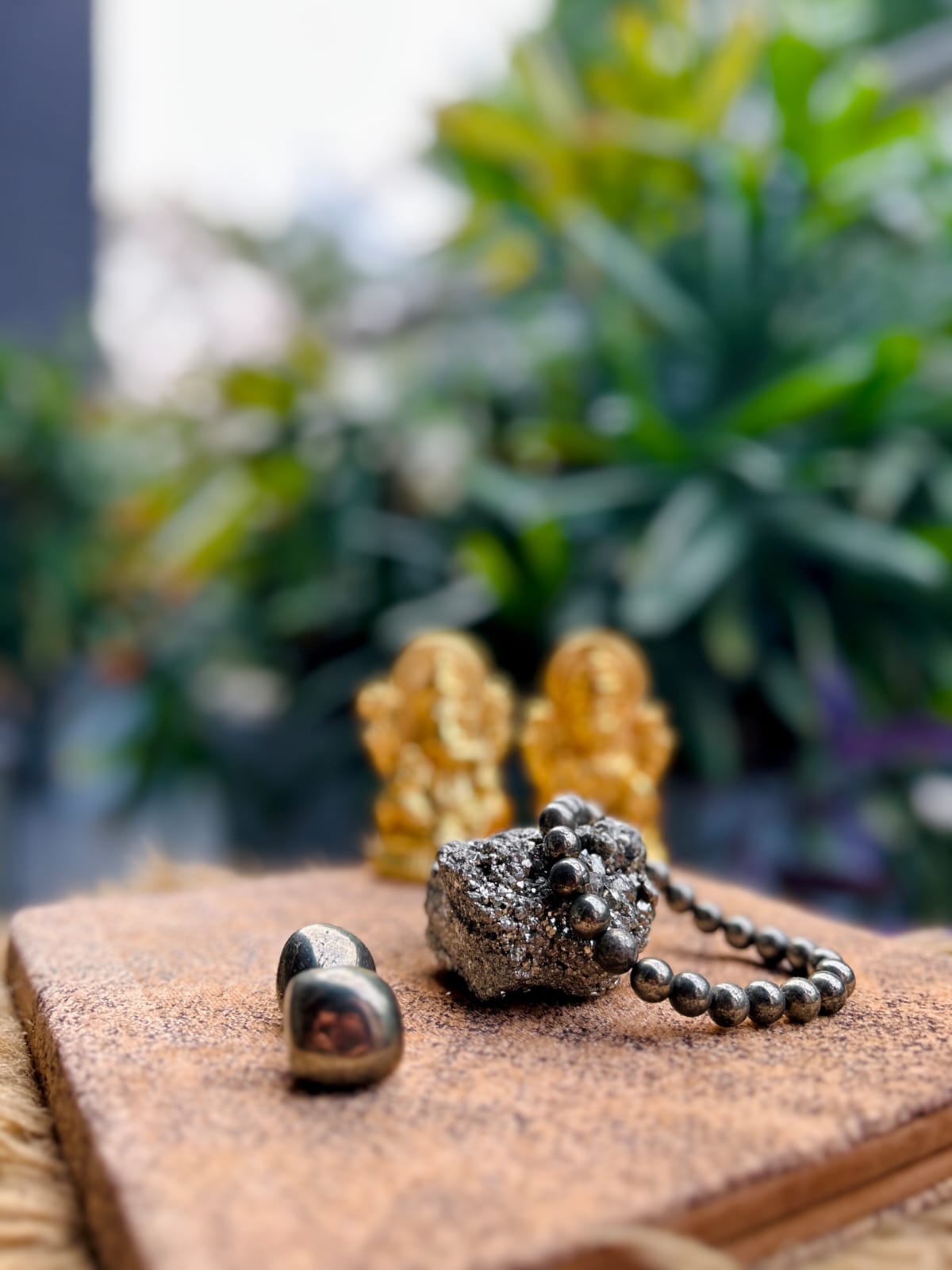Shakti Sampatti Combo – Raw Pyrite Cluster, Bracelet & Tumbles for Wealth & Power