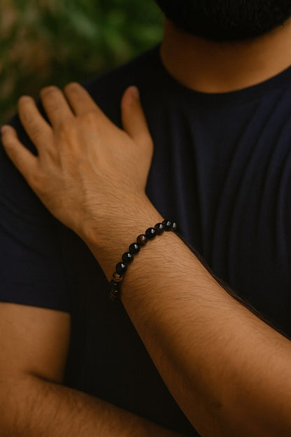 Natural Black Obsidian Bracelet – Protection & Grounding Crystal - Ankshaktiyaan by seemaa arora
