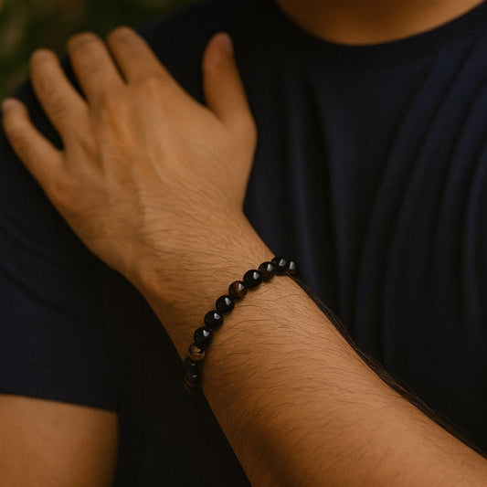 Natural Black Obsidian Bracelet – Protection & Grounding Crystal - Ankshaktiyaan by seemaa arora