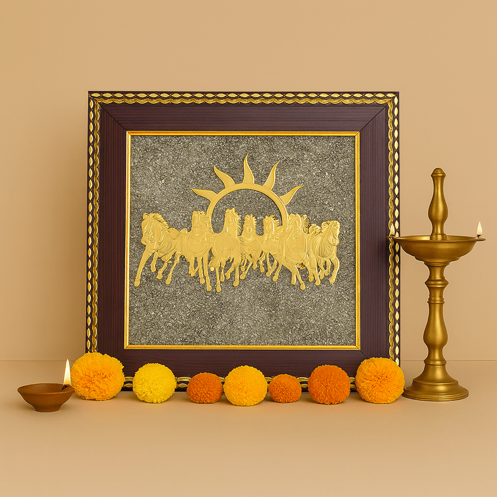 Surya Chariot Raw Pyrite Frame - Ankshaktiyaan by seemaa arora