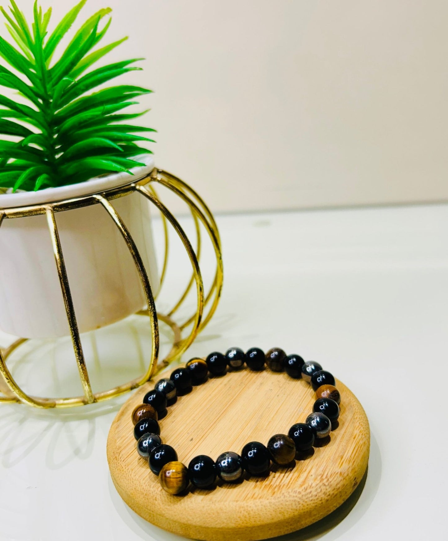 Triple Protection Bracelet – Black Obsidian, Tiger Eye & Hematite - Ankshaktiyaan by seemaa arora